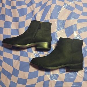 J. Crew Womens Solid Black Faux Suede Womens Ankle Booties Size 9.5